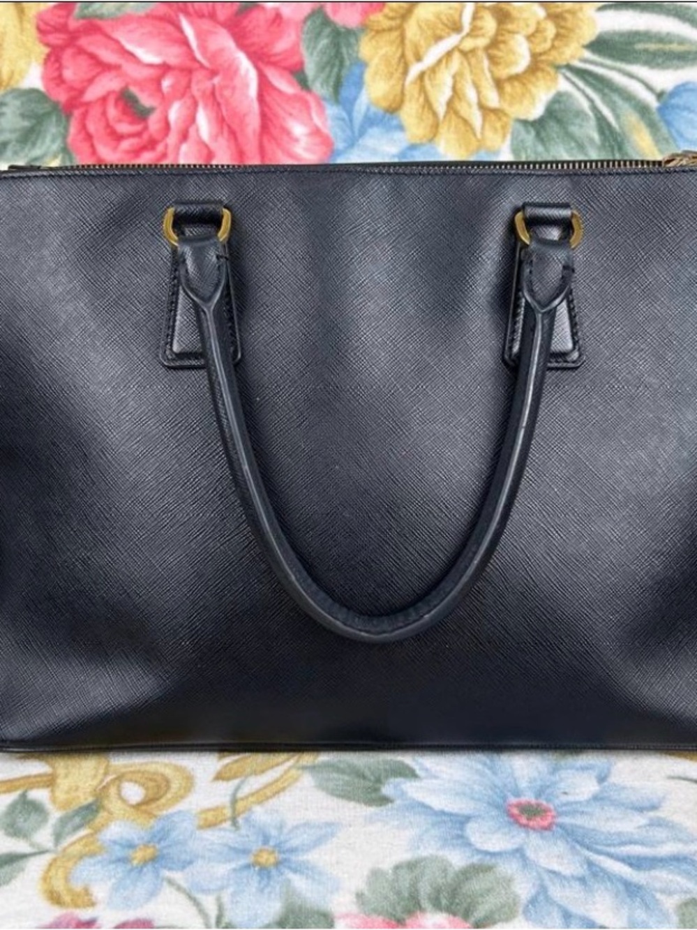 Prada Black Saffiano Leather Satchel with Gold Hardware - Picture 2 of 8